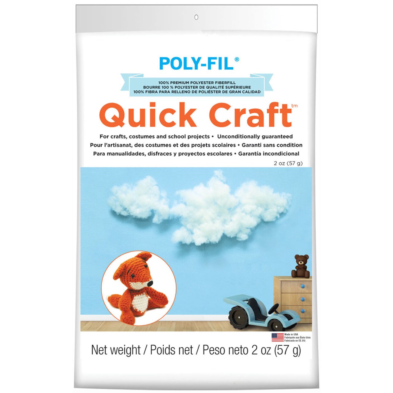 Fairfield Poly-Fil Quick Craft Premium Polyester Fiberfill-2oz